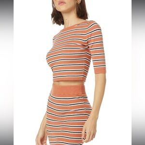 Favorite Daughter Striped Crop Top in Rust and White